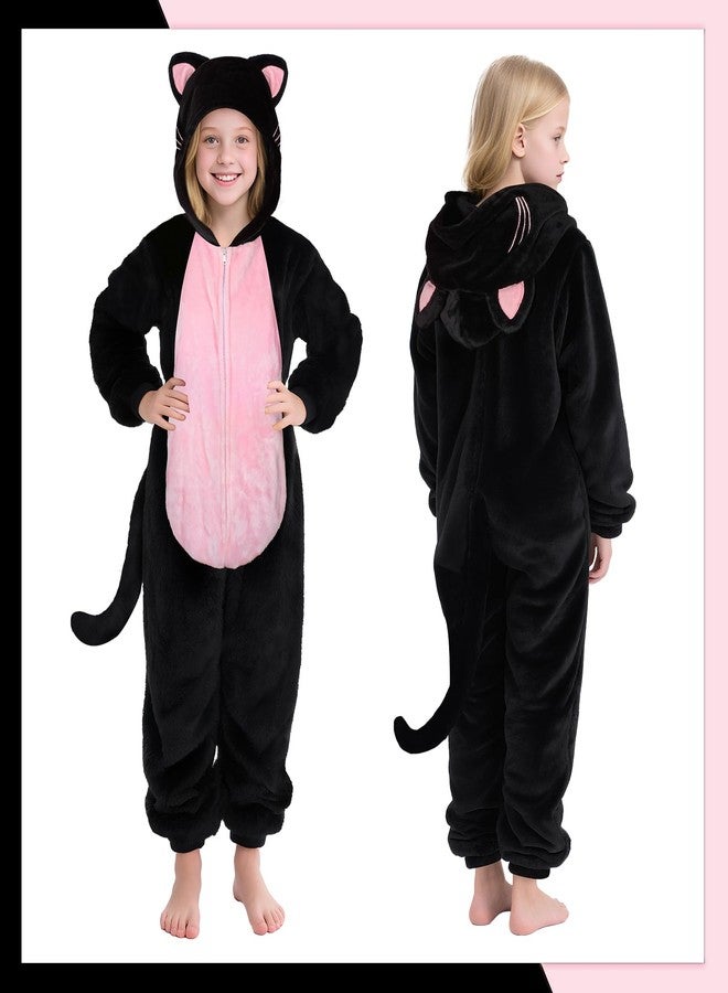 digi Cat Costume for Girls, Halloween Costumes for Kids, Black Onesie Pajamas Animal One Piece Costume Cosplay 4-12T - Image 3